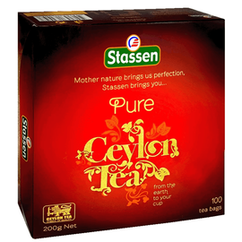 Stassen Pure Ceylon Tea Schwarztee – 100 Gastro-Teebeutel, 200 g