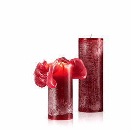 Bika Candles Lotuskerze Weinrot vereist mit 17 cm Höhe