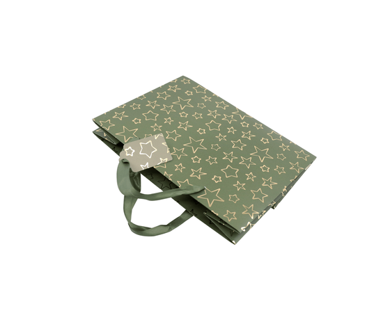 Artoz Geschenktasche M mit grünem Sternmotiv für Weihnachten